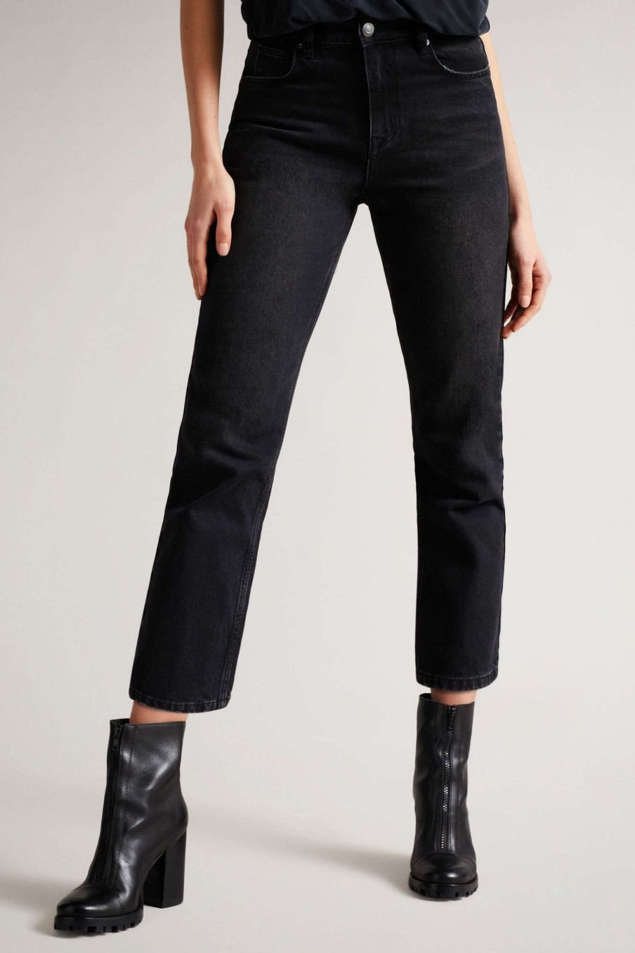 Clothing * | Ted Baker Tisola Black Straight Leg Denim Jeans Cut Price