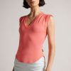 Clothing * | Ted Baker Brilyan Pink Fitted V-Neck T-Shirt Gift Selection