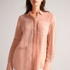 Clothing * | Ted Baker Pink Lace Insert Longline Shirt Discount