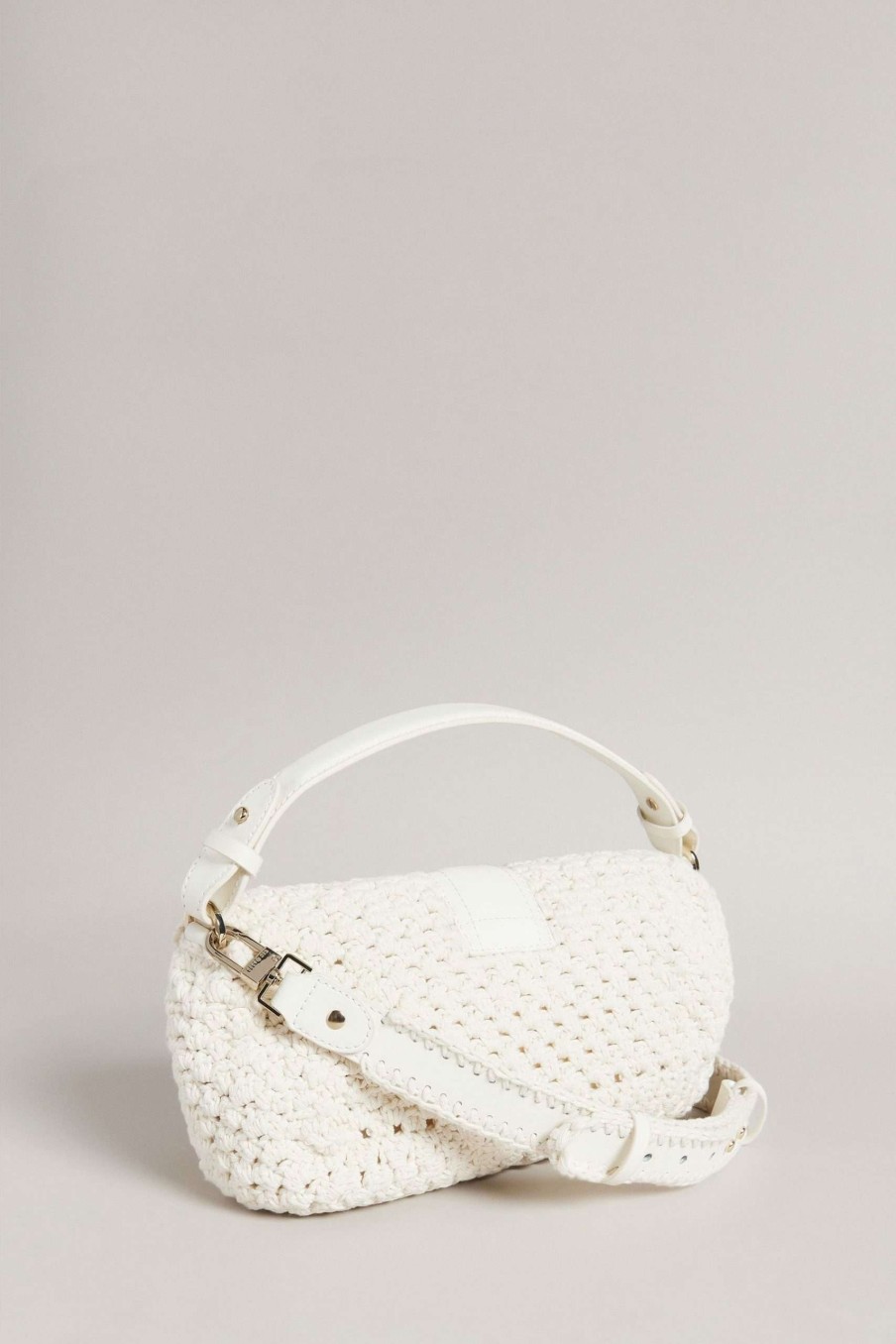 Homeware * | Ted Baker Medium Magnia White Knitted Crochet Shoulder Bag Top Selling