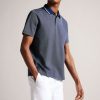 Clothing * | Ted Baker Navy Blue Mini Jacquard Stitch Polo Shirt Opening Sales