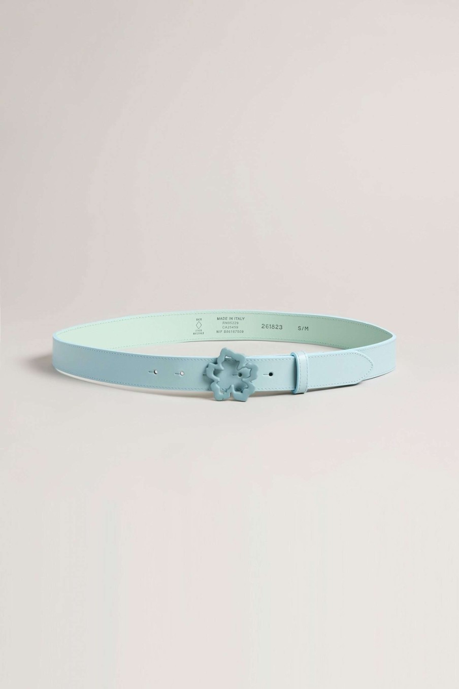 Homeware * | Ted Baker Reera Blue Powder Coated Magnolia Buckle Slim Belt 100% Guarantee