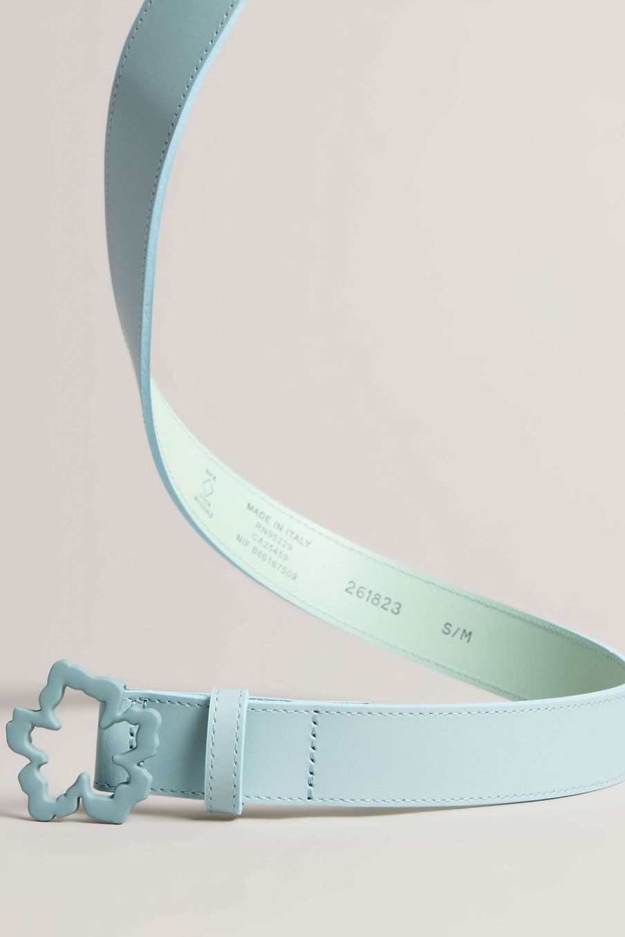 Homeware * | Ted Baker Reera Blue Powder Coated Magnolia Buckle Slim Belt 100% Guarantee