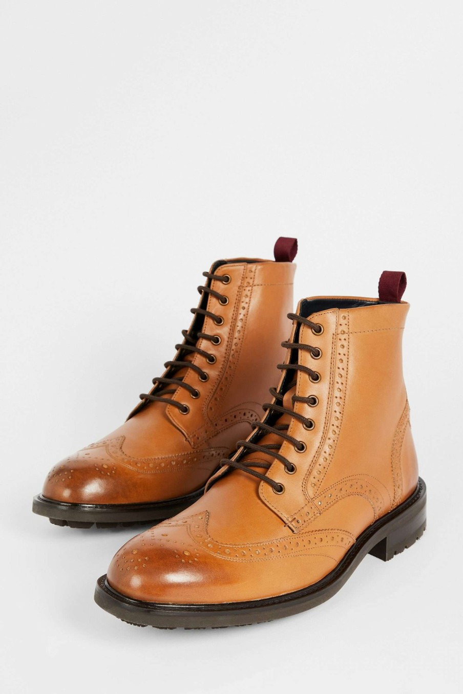 Footwear * | Ted Baker Tan Brown Wadelan Lace-Up Leather Boots Cheap Online