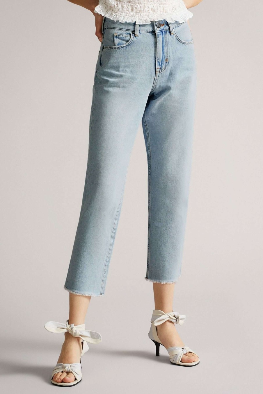 Clothing * | Ted Baker Blue Nellin Light Wash Rigid Straight Denim Jeans Quick Delivery