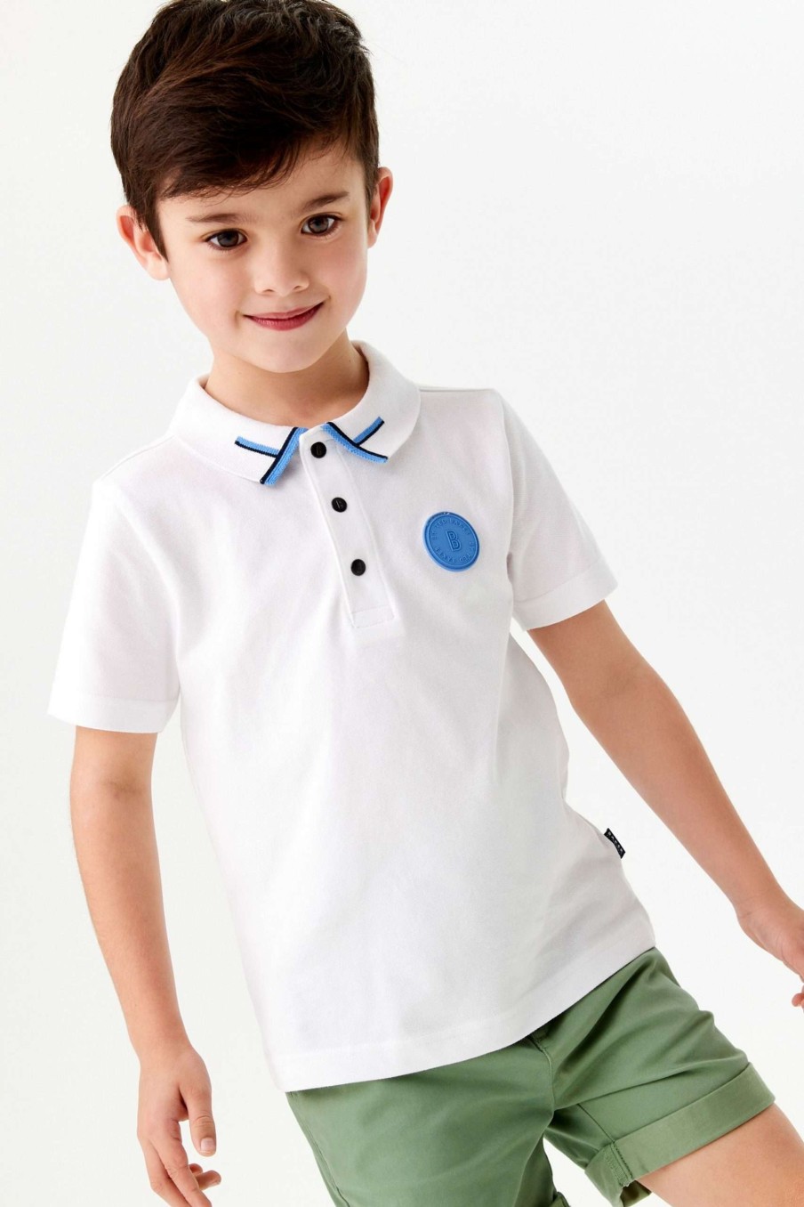 Clothing * | Ted Baker Boys White Polo Shirt Cut Price