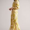 Clothing * | Ted Baker Yellow Saraiy Printed Sarong Detail Midi Dress Free Delivery