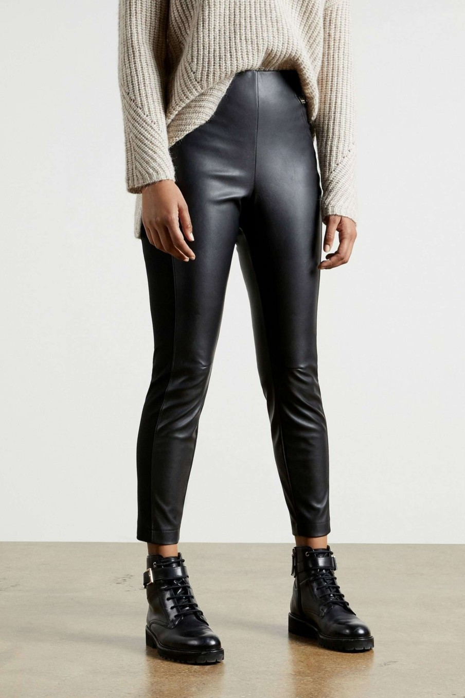 Clothing * | Ted Baker Black Vllada Faux Leather Legging Trousers Original