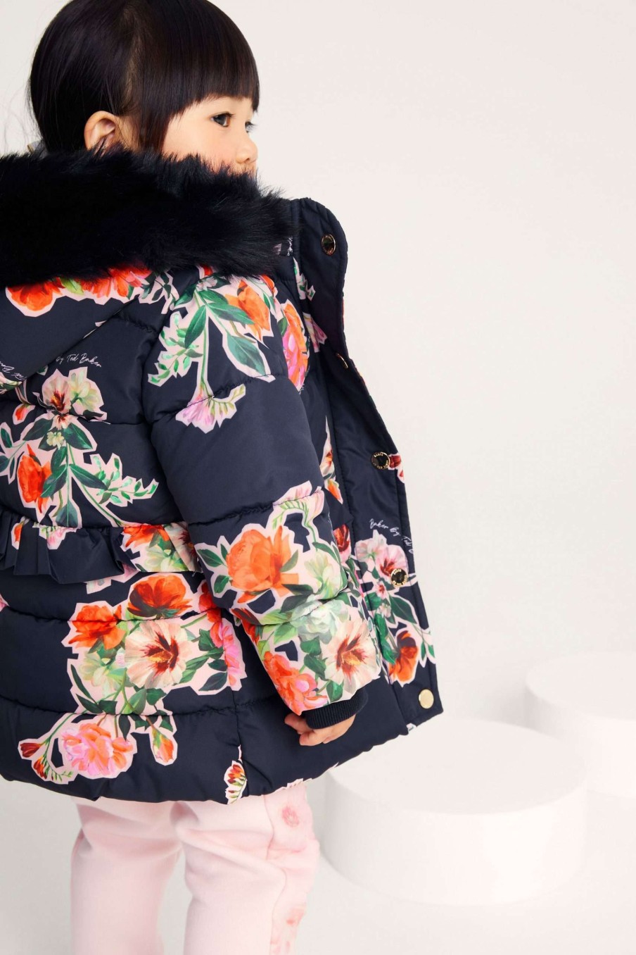 Clothing * | Ted Baker Navy Floral Coat Cut Price