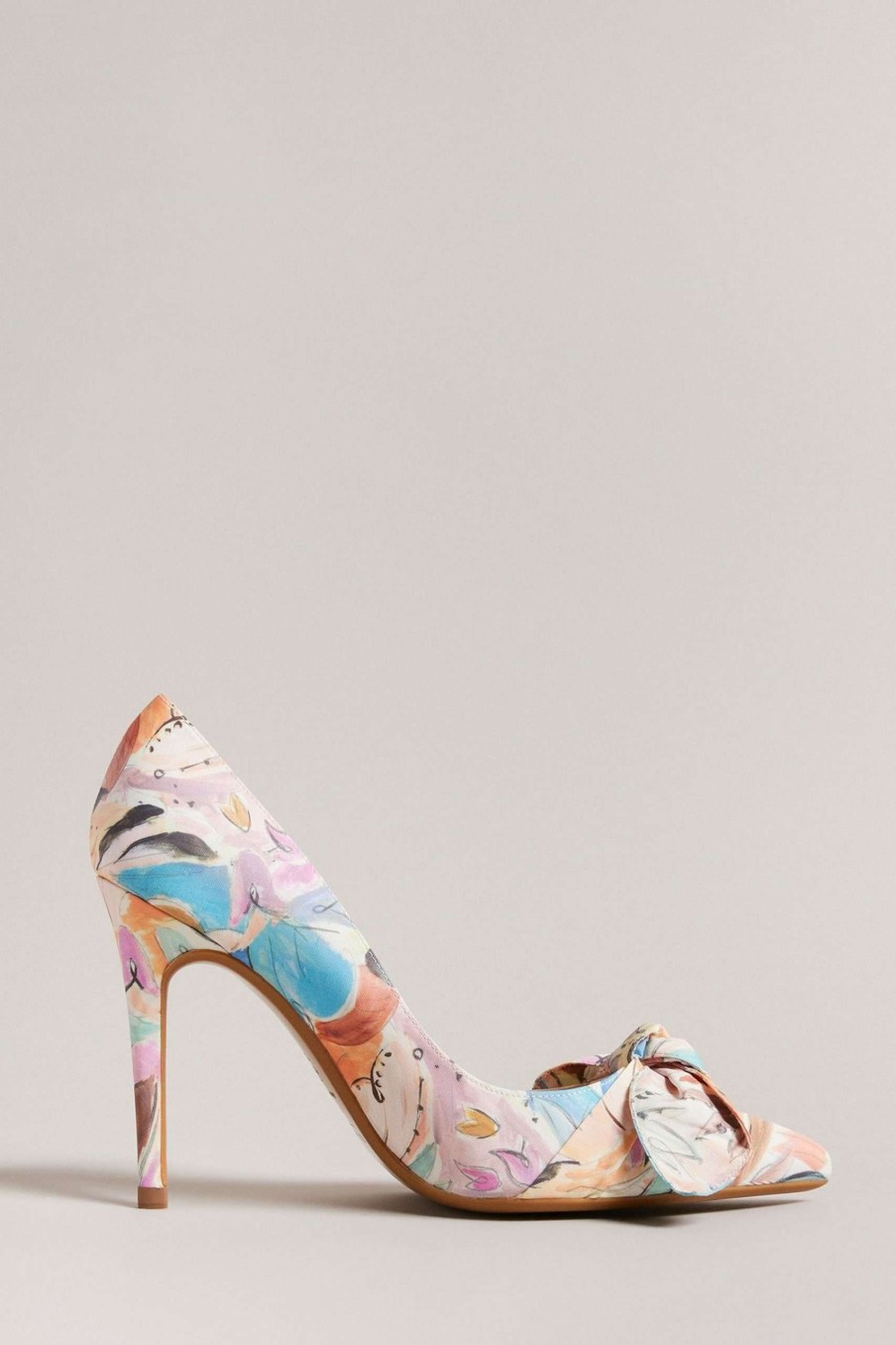 Footwear * | Ted Baker Nude Rymiiah 100Mm Art Print Bow Court Shoes Popular