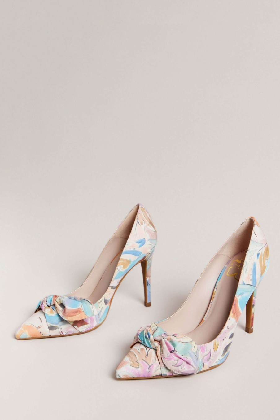 Footwear * | Ted Baker Nude Rymiiah 100Mm Art Print Bow Court Shoes Popular