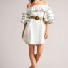 Clothing * | Ted Baker White Stripe Detail Ruffle Dress Limited Edition