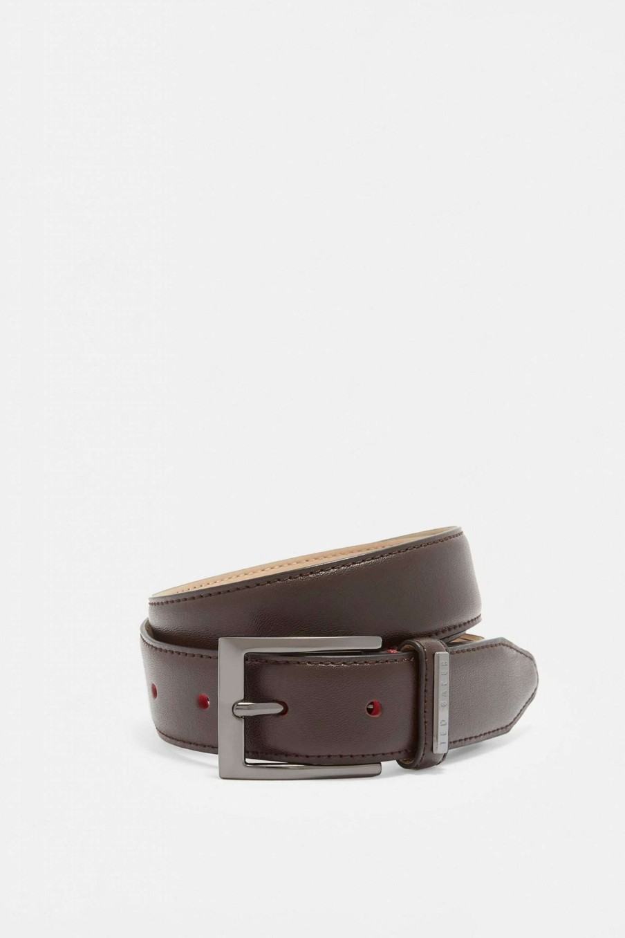 Homeware * | Ted Baker Brown Lizwiz Leather Keeper Plate Belt Top Selling