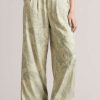 Clothing * | Ted Baker Wyntir Green Tailored Wide Leg Trousers Popular