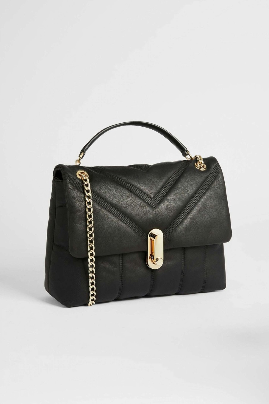 Homeware * | Ted Baker Ayahlin Black Leather Puffer Quilt Detail Cross-Body Bag Popular