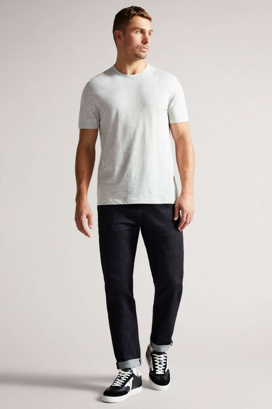 Clothing * | Ted Baker Hawking Grey Marl Short Sleeve Plain T-Shirt Quick Delivery