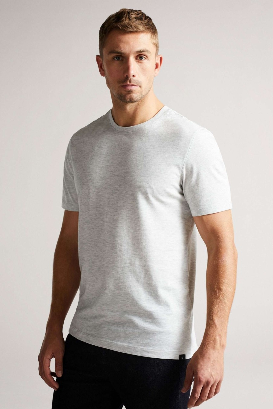 Clothing * | Ted Baker Hawking Grey Marl Short Sleeve Plain T-Shirt Quick Delivery