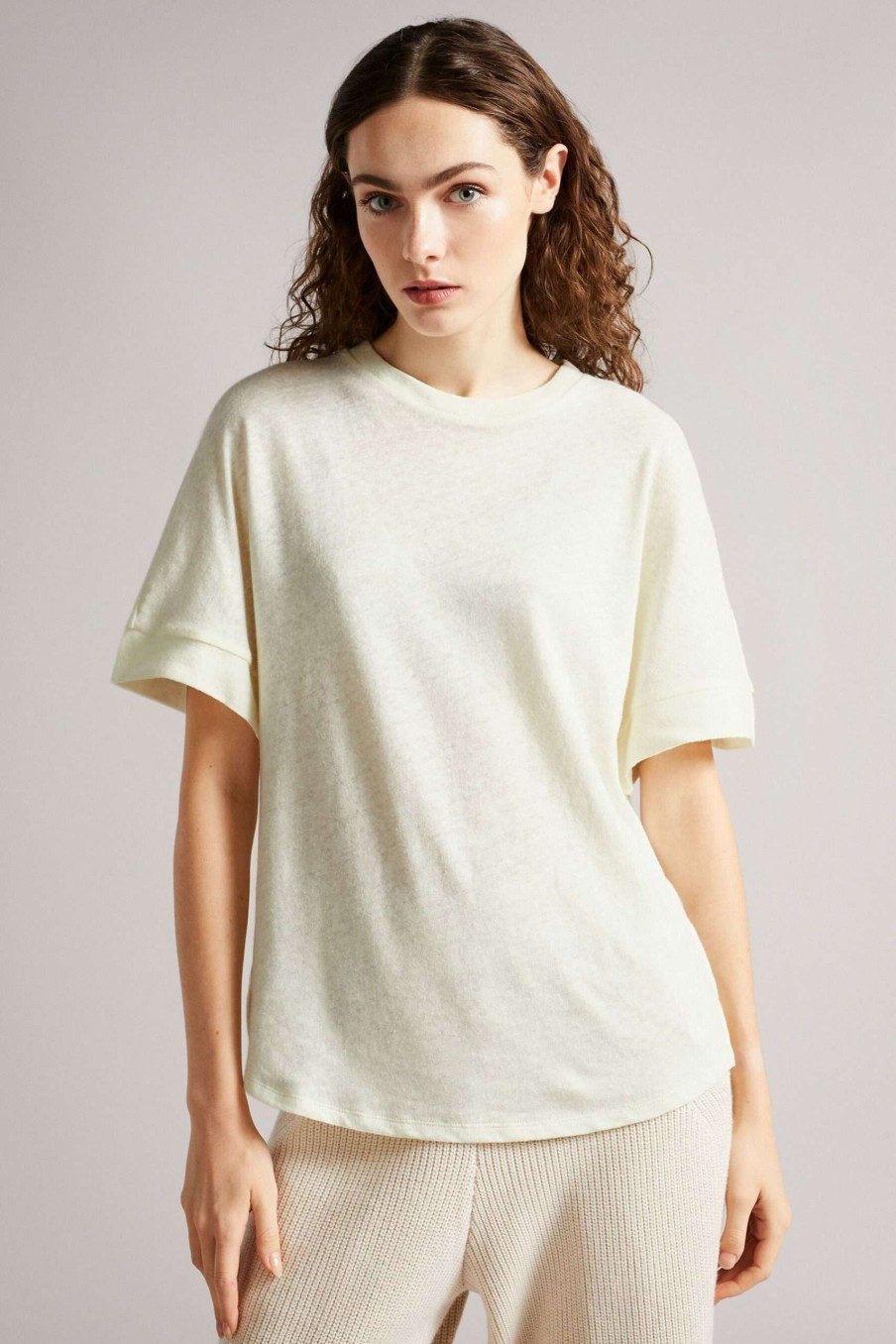 Clothing * | Ted Baker Cream Jersey T-Shirt 100% Guarantee