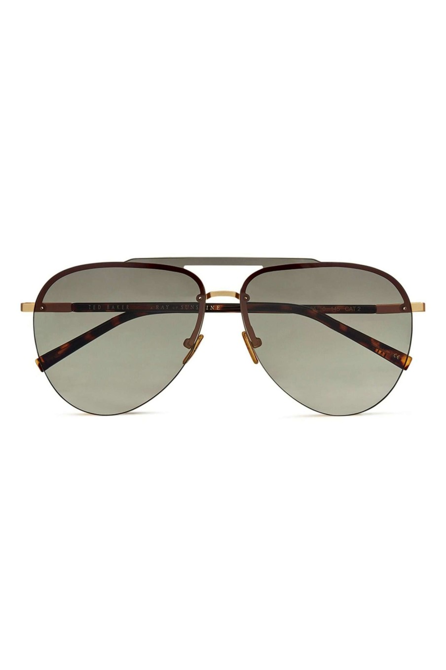 Homeware * | Ted Baker Tortoiseshell Brown Flat Fronted Rimless Pilot Sunglasses Sale