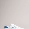 Footwear * | Ted Baker Blue Magnolia Flower Placement Cupsole Trainers Clearance Sale