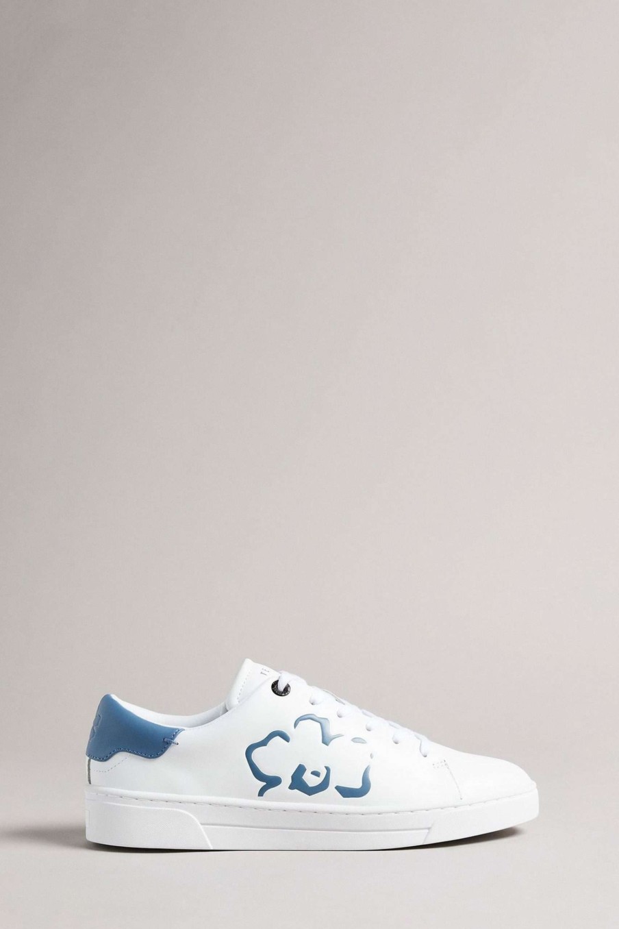 Footwear * | Ted Baker Blue Magnolia Flower Placement Cupsole Trainers Clearance Sale