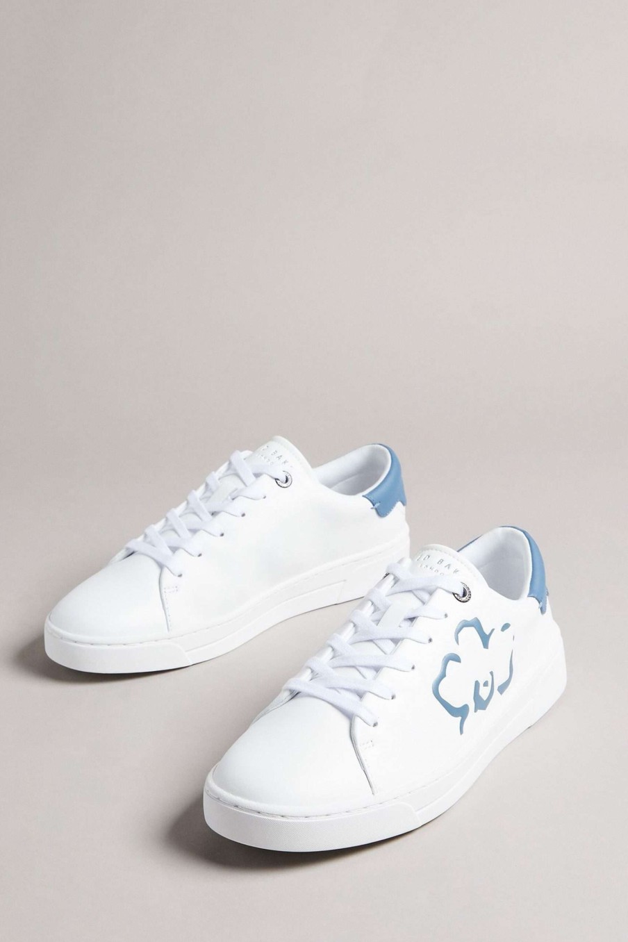 Footwear * | Ted Baker Blue Magnolia Flower Placement Cupsole Trainers Clearance Sale