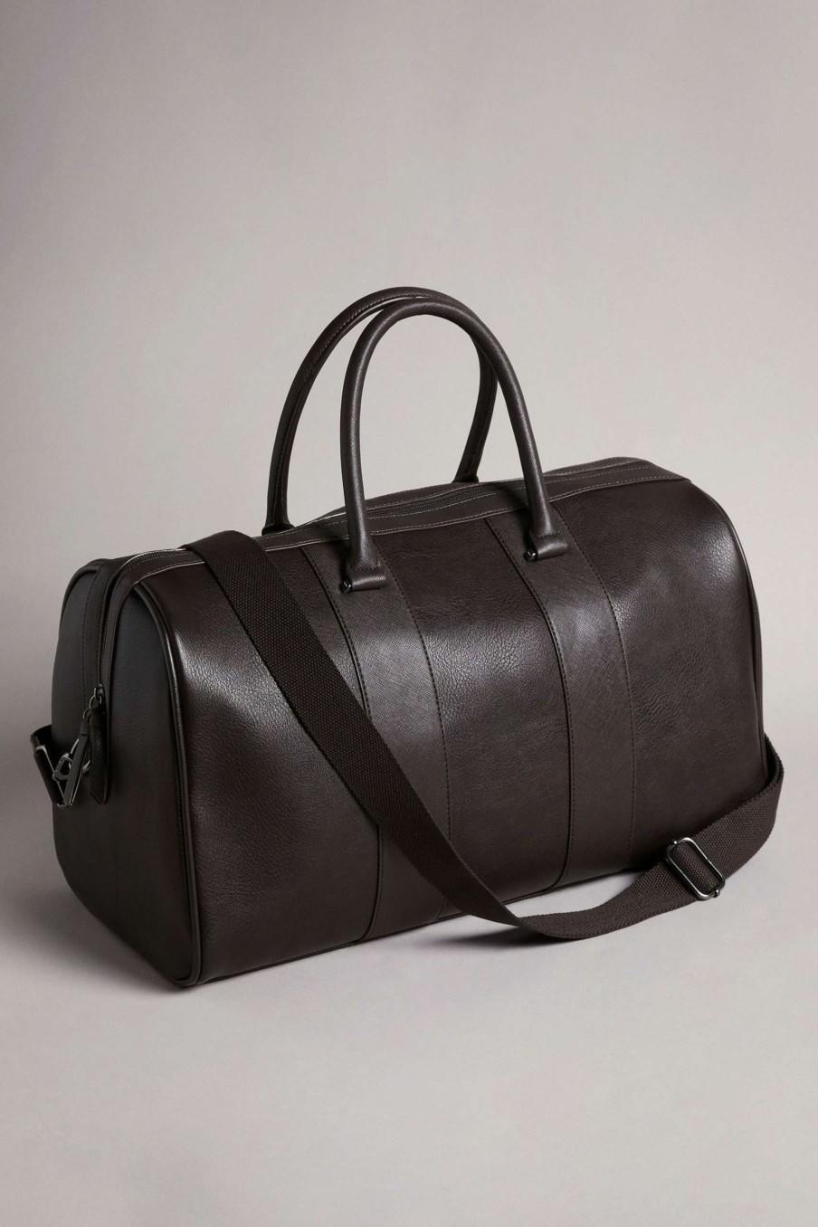 Homeware * | Ted Baker Brown Evyday Brn-Choc Striped Pu Holdall Bag Best-Selling