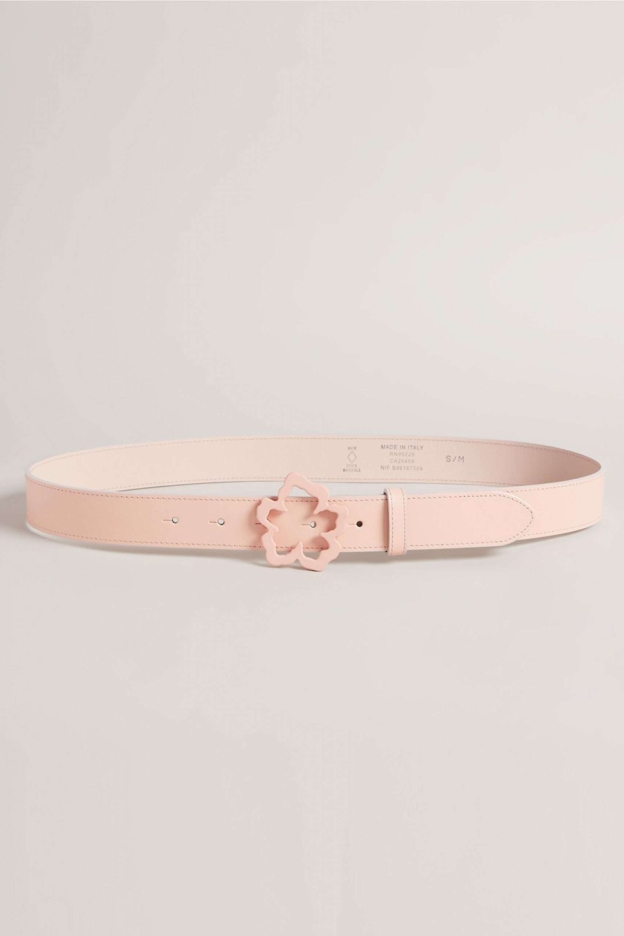 Homeware * | Ted Baker Reera Pink Powder Coated Magnolia Buckle Slim Belt Closeout Sale