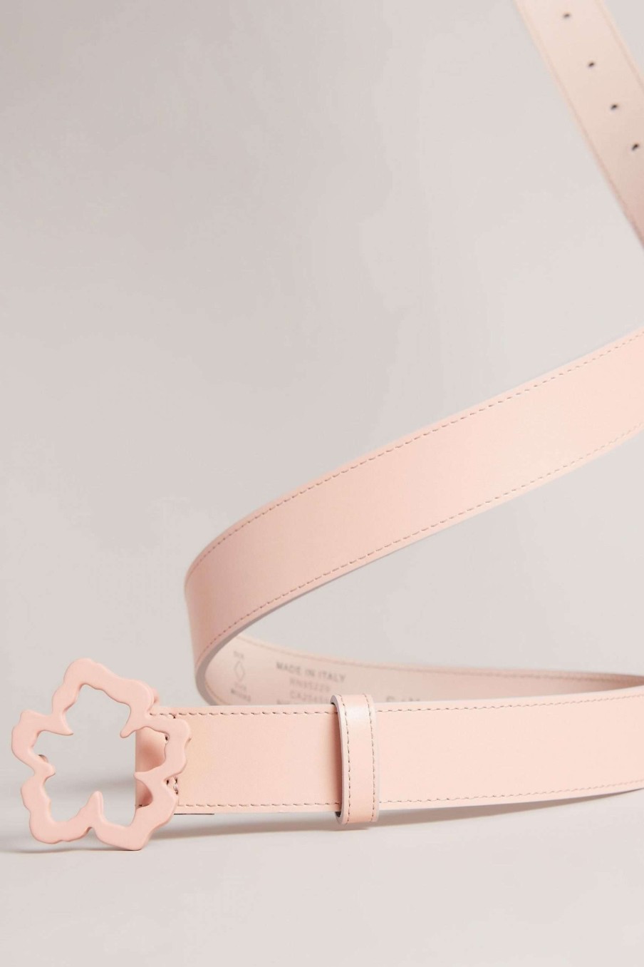 Homeware * | Ted Baker Reera Pink Powder Coated Magnolia Buckle Slim Belt Closeout Sale