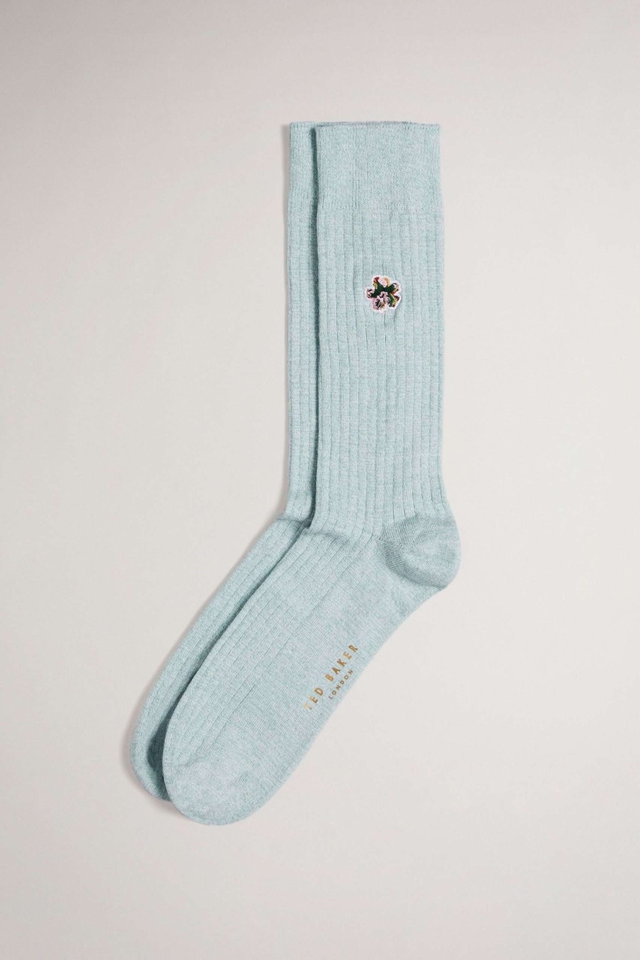 Homeware * | Ted Baker Ditton Lt-Blue Flower Embroidery Socks Top Selling