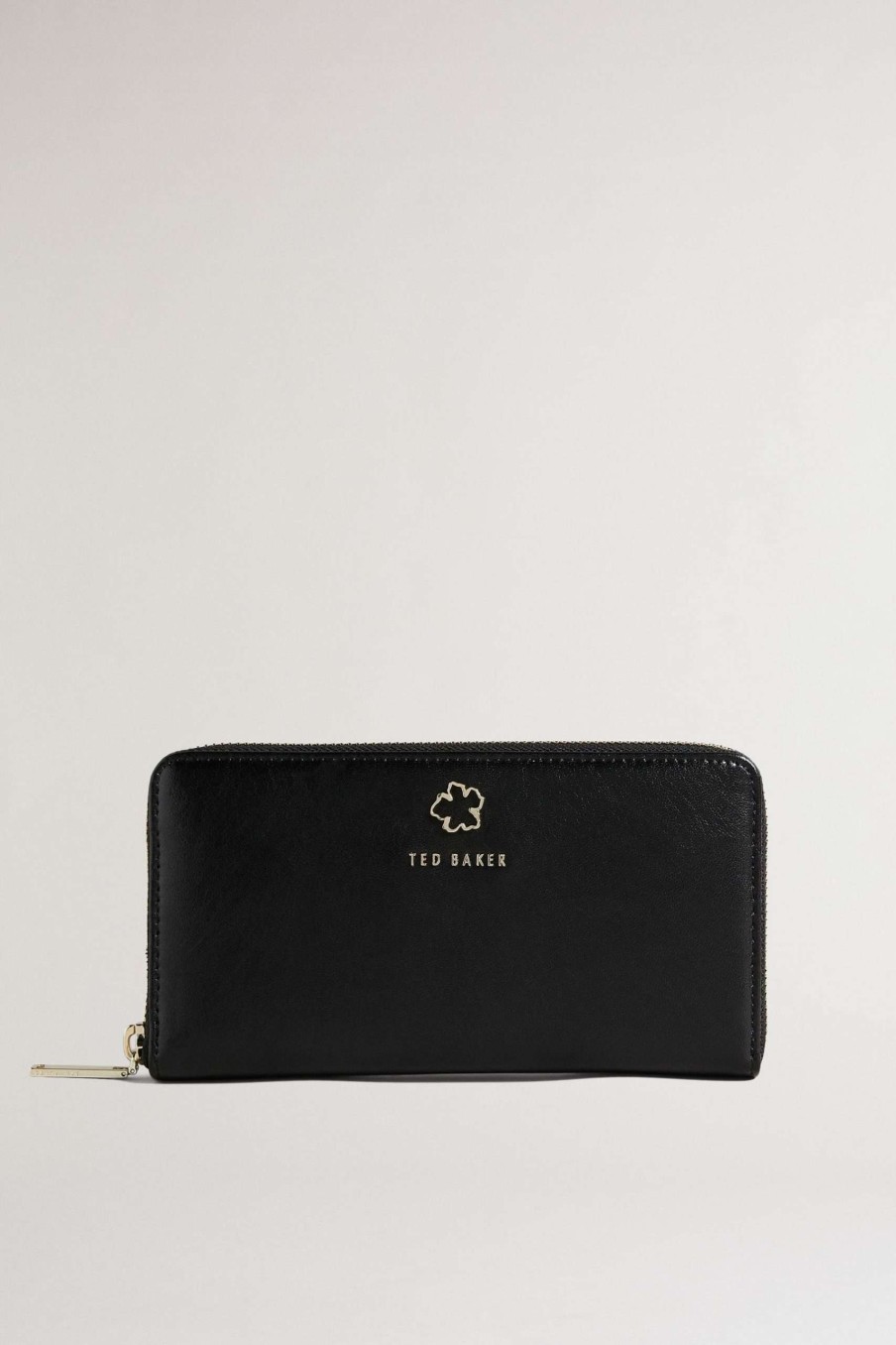 Homeware * | Ted Baker Jorjana Black Flower Eyelet Large Zip Around Purse Clearance Sale