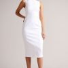 Clothing * | Ted Baker Klarika White Midi Length Bodycon Dress Sale Online