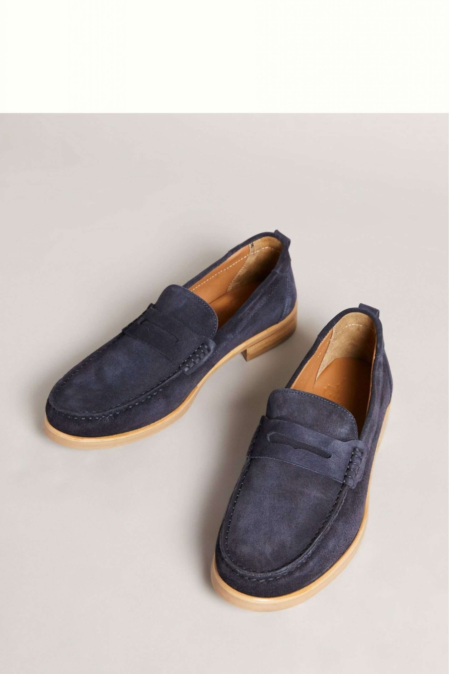 Footwear * | Ted Baker Alfey Navy Suede Moccasin Shoes Latest Fashion