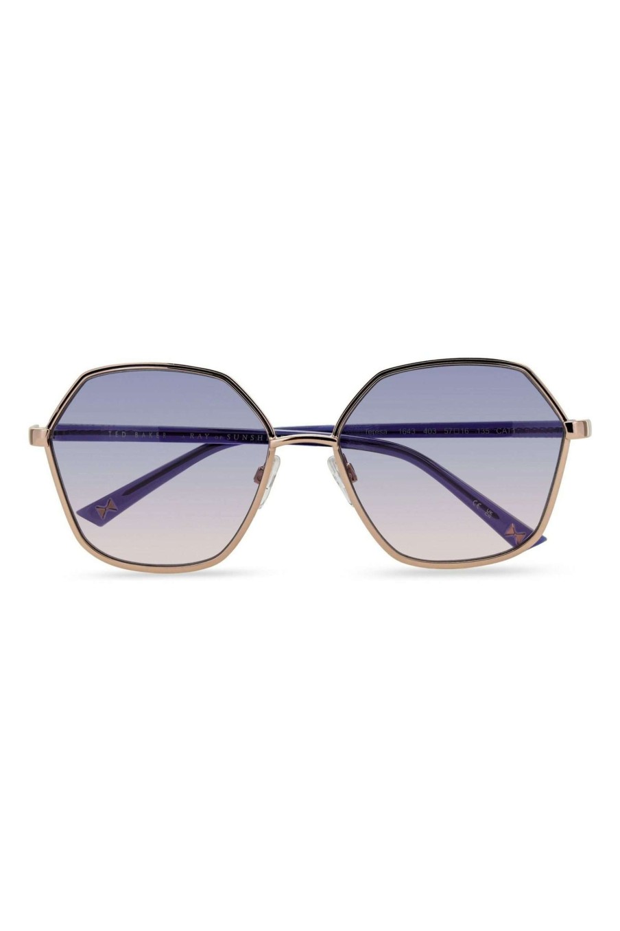 Homeware * | Ted Baker Gold Hexagonal Metal Fashion Sunglasses Top Selling