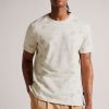 Clothing * | Ted Baker Gower Ecru Cream Short Sleeve Magnolia Jacquard T-Shirt Official