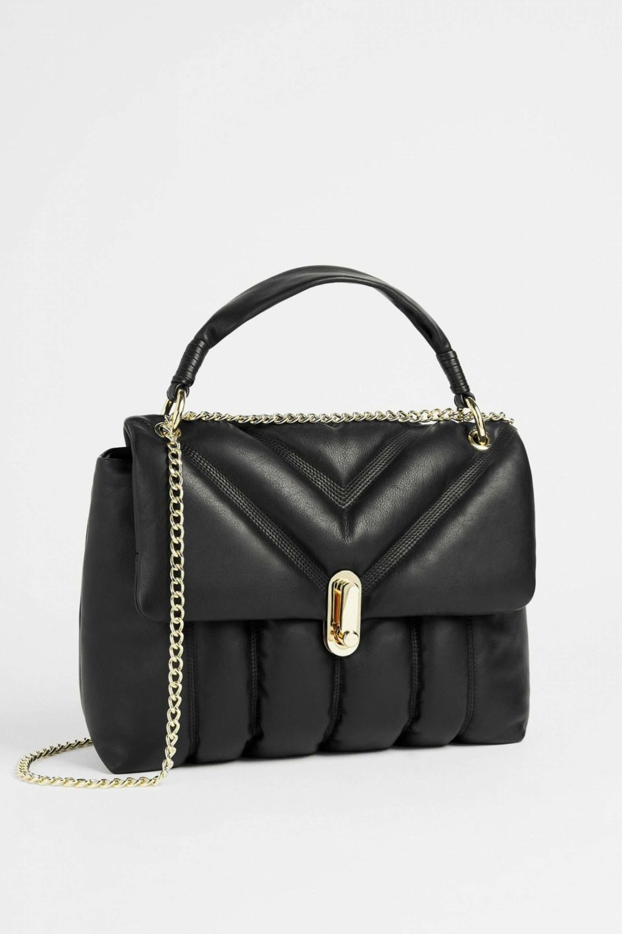 Homeware * | Ted Baker Ayaah Black Leather Puffer Quilt Detail Shoulder Bag Latest Fashion