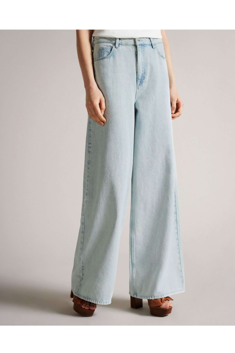 Clothing * | Ted Baker Bivera Pl-Blue 90'S Wide Leg Denim Jeans Top Selling