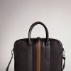 Homeware * | Ted Baker Brown Nevver Brn-Choc Striped Pu Document Bag Fashion