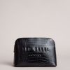 Homeware * | Ted Baker Black Crocala Croc Detail Debossed Makeup Bag Quick Delivery