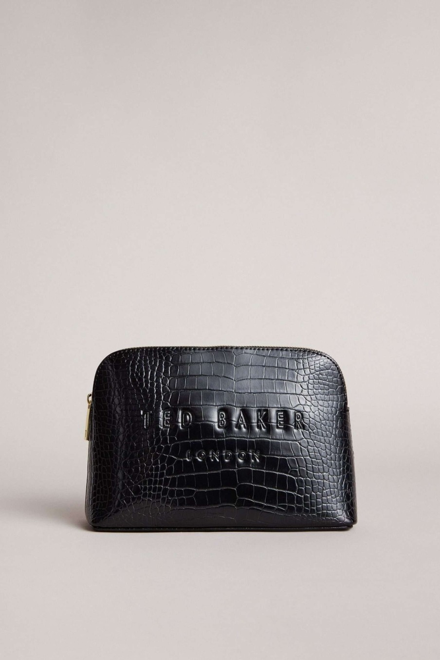 Homeware * | Ted Baker Black Crocala Croc Detail Debossed Makeup Bag Quick Delivery