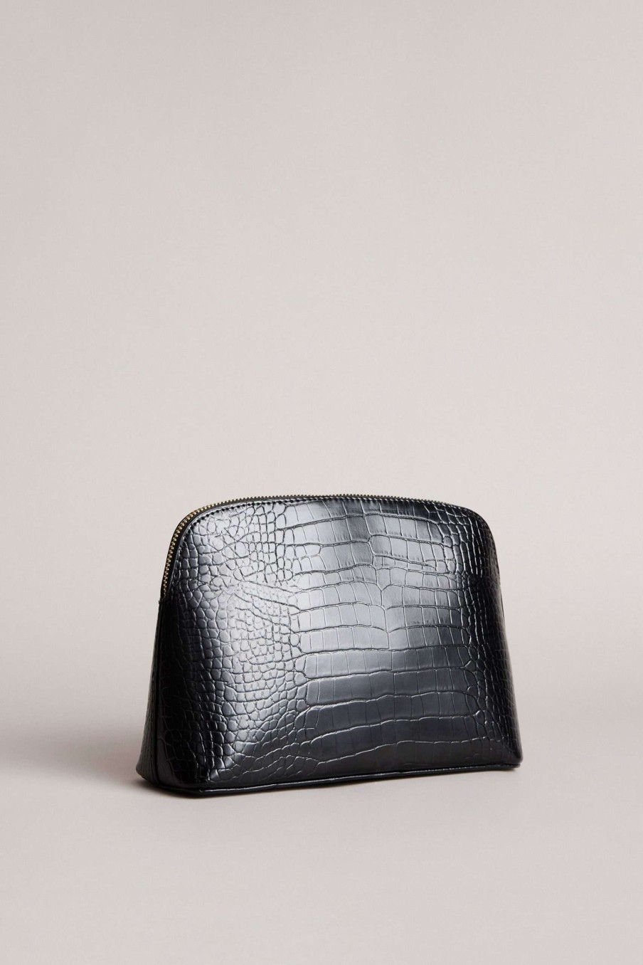 Homeware * | Ted Baker Black Crocala Croc Detail Debossed Makeup Bag Quick Delivery