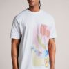 Clothing * | Ted Baker White Printed Graphic Relaxed Fit T-Shirt Sale