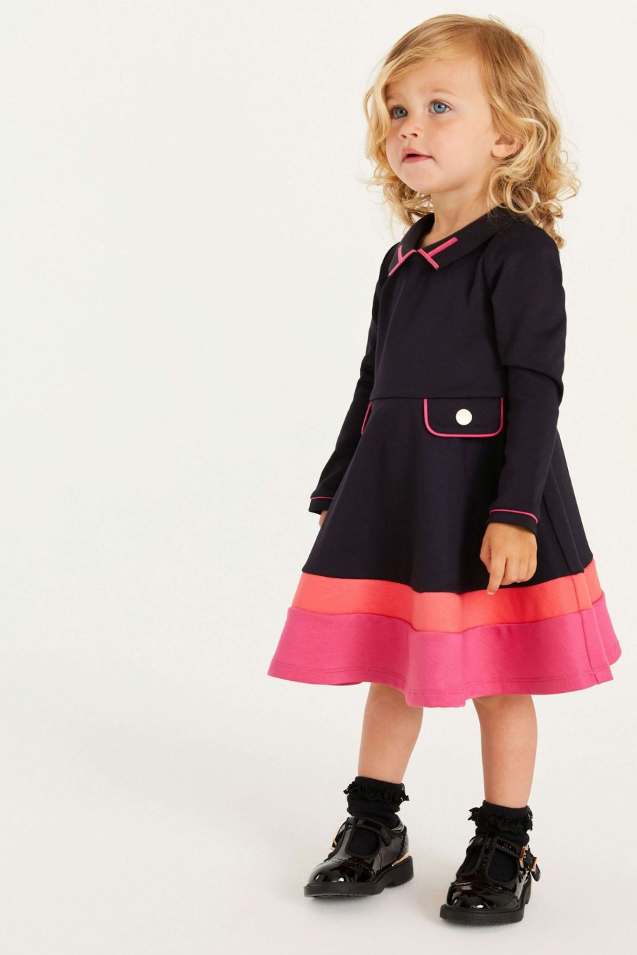 Clothing * | Ted Baker Navy And Pink Colourblock Dress Hot Selling