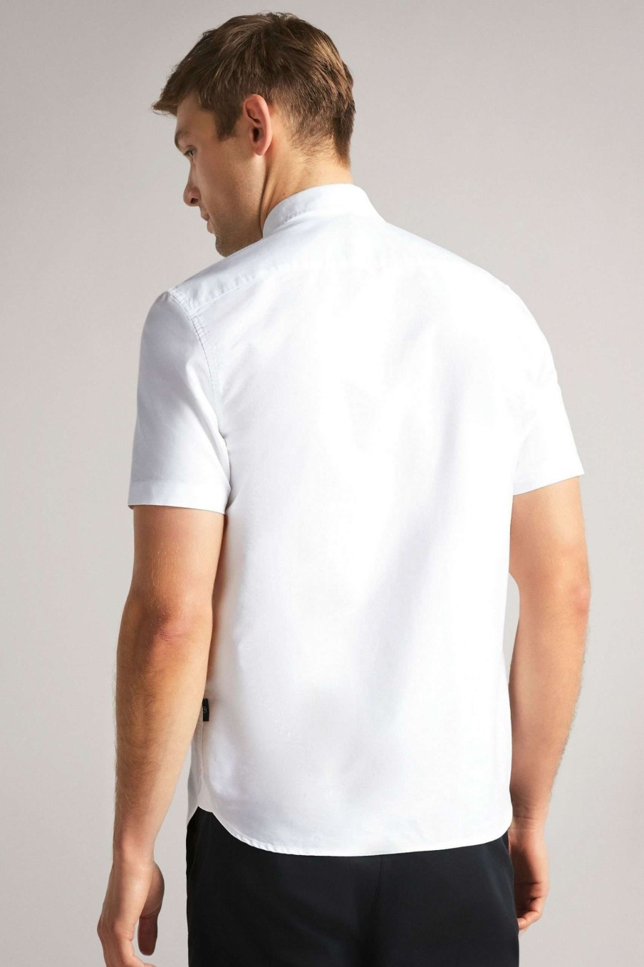 Clothing * | Ted Baker Ditton White Short Sleeve Oxford Shirt Attractive