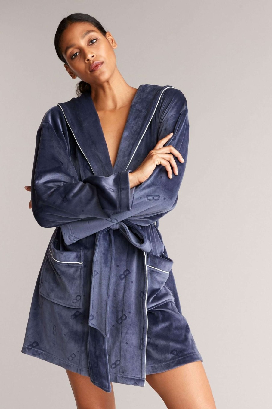 Clothing * | Ted Baker Navy Blue Cosy B Embossed Robe Exclusive Design