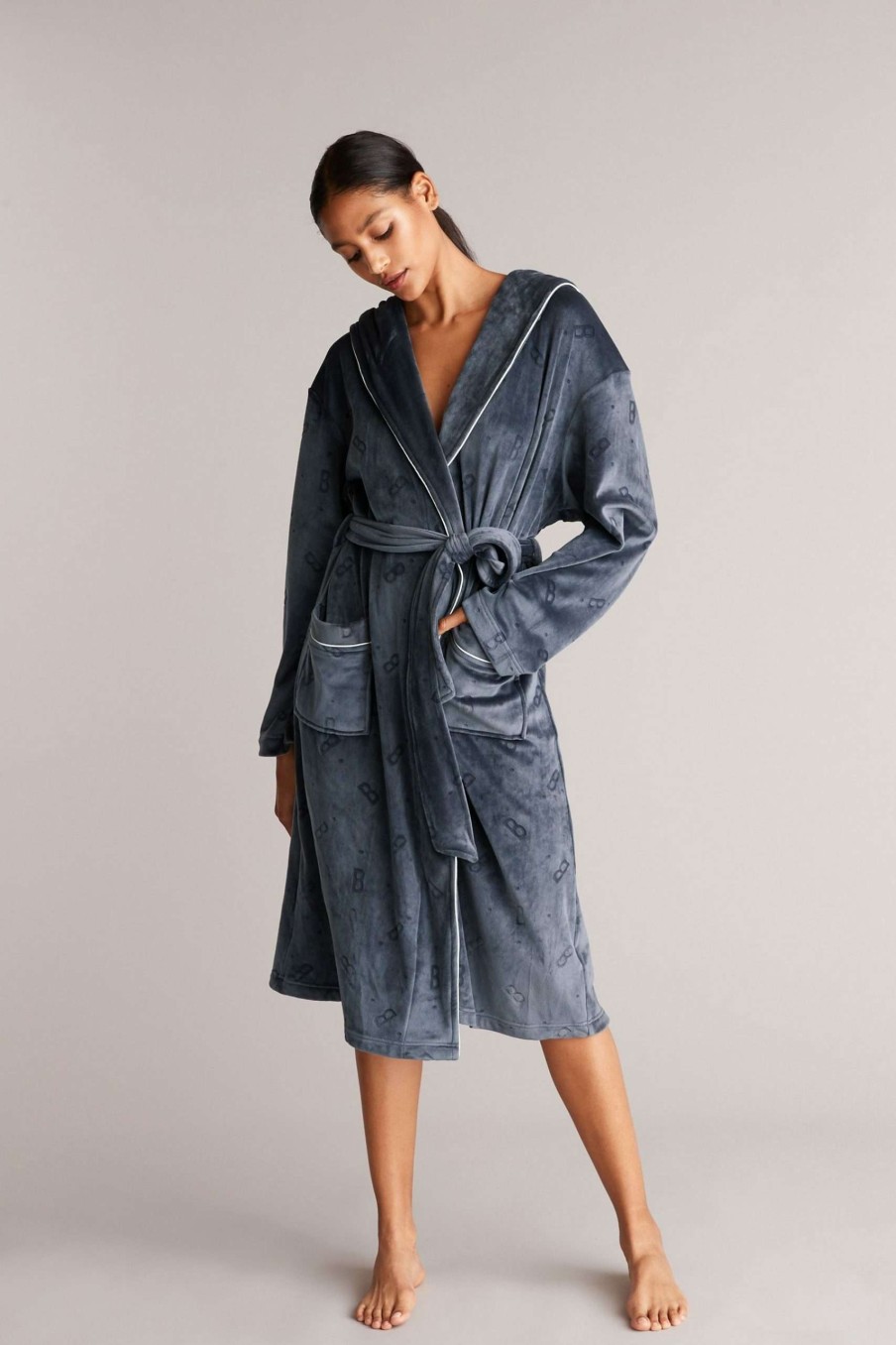 Clothing * | Ted Baker Navy Blue Cosy B Embossed Robe Exclusive Design