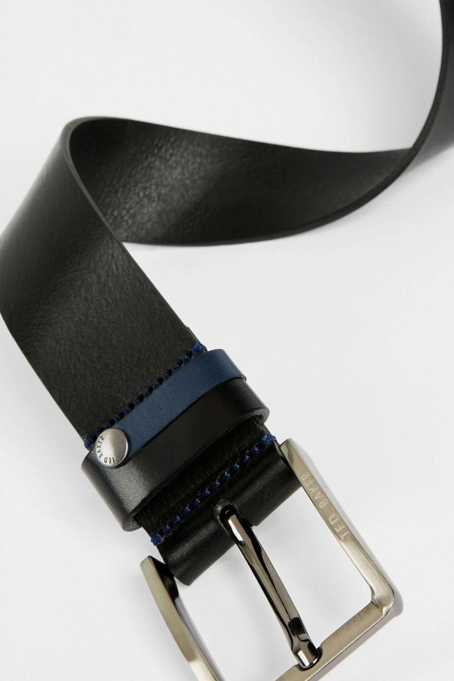 Homeware * | Ted Baker Black Keepsak Contrast Keeper Leather Belt Excellent Quality