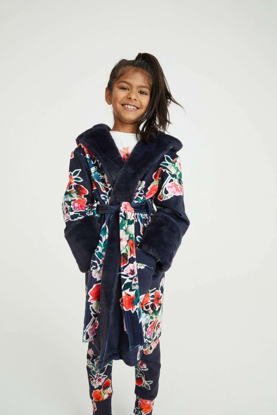 Clothing * | Ted Baker Navy Floral Robe Limited Edition