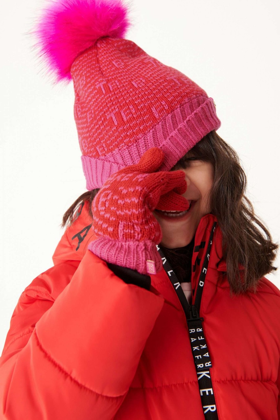 Gift Set * | Ted Baker Pink Chevron Pom Hat And Gloves Set Online Store