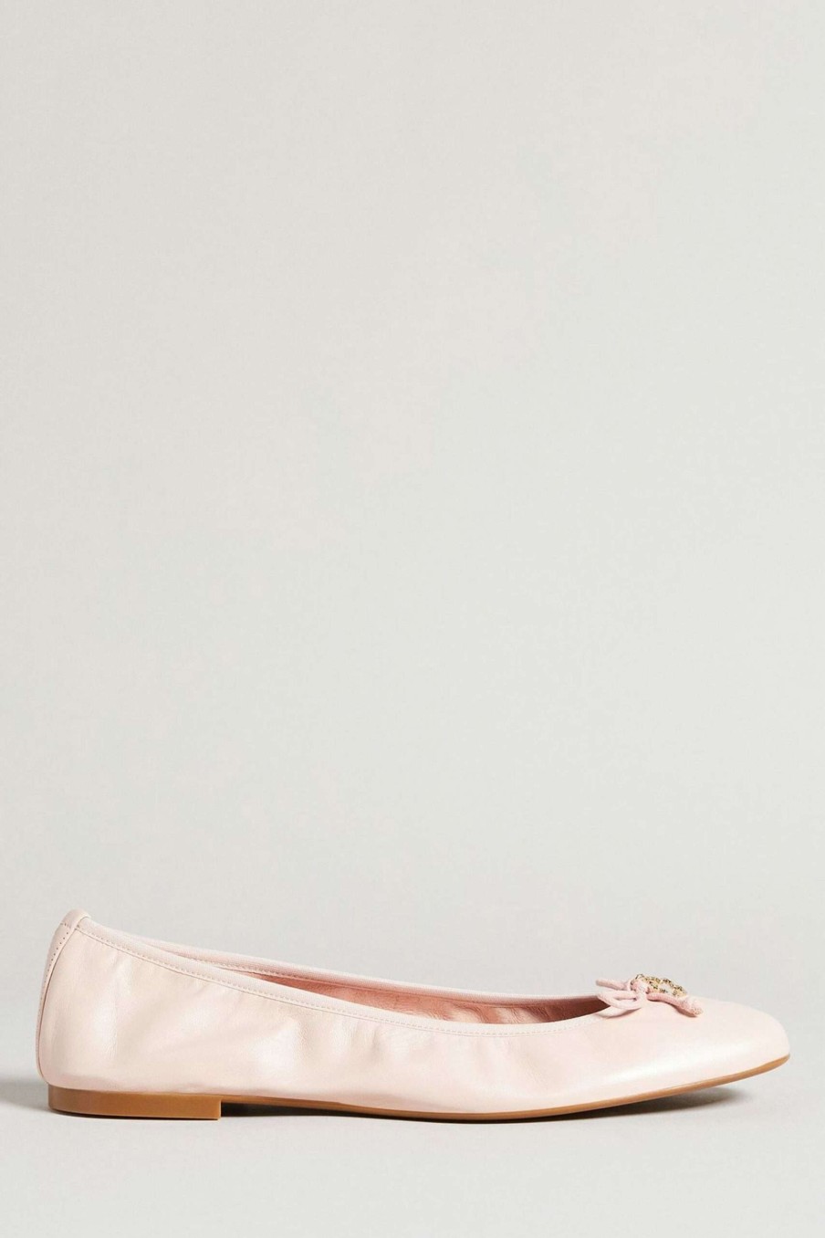 Footwear * | Ted Baker Baylay Dusky-Pink Leather Bow Ballet Pump Shoes Attractive